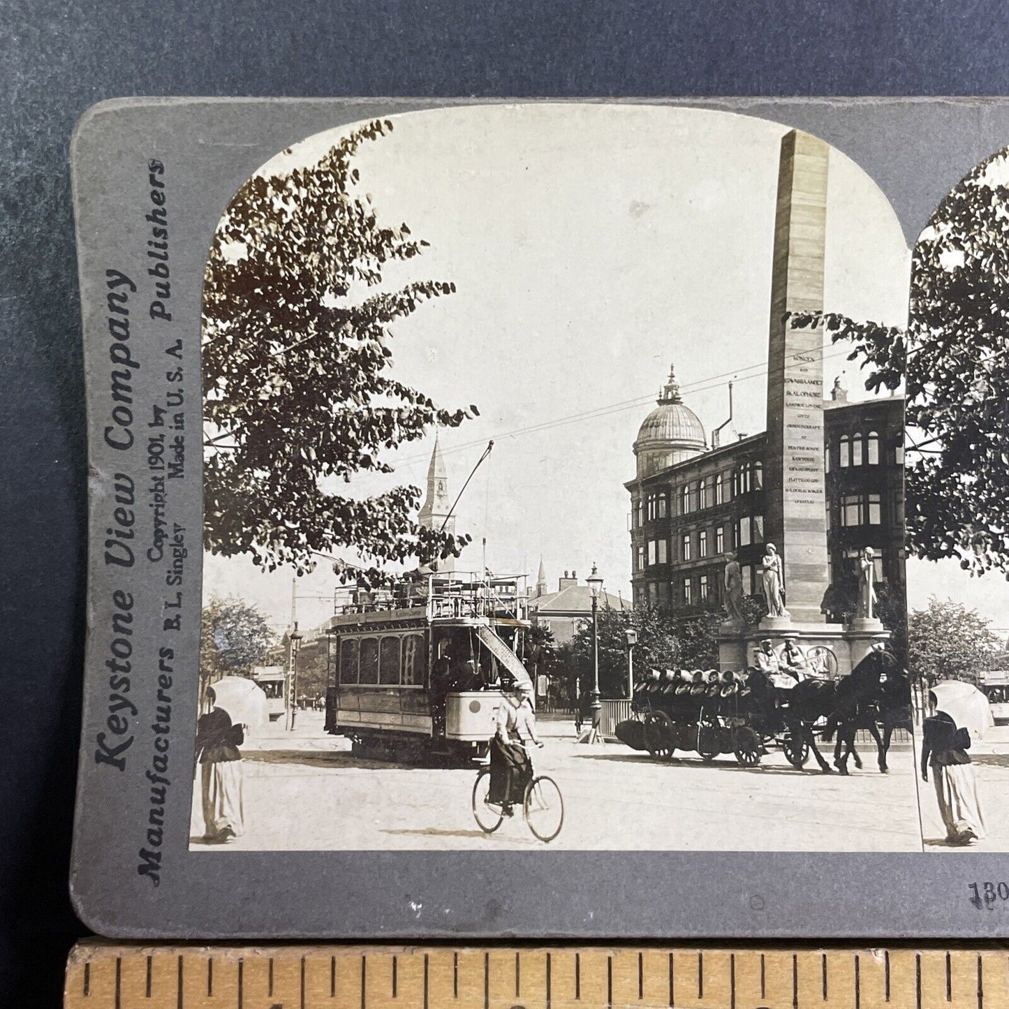 Column of Liberty Copenhagen Denmark Stereoview Antique c1901 Y1364