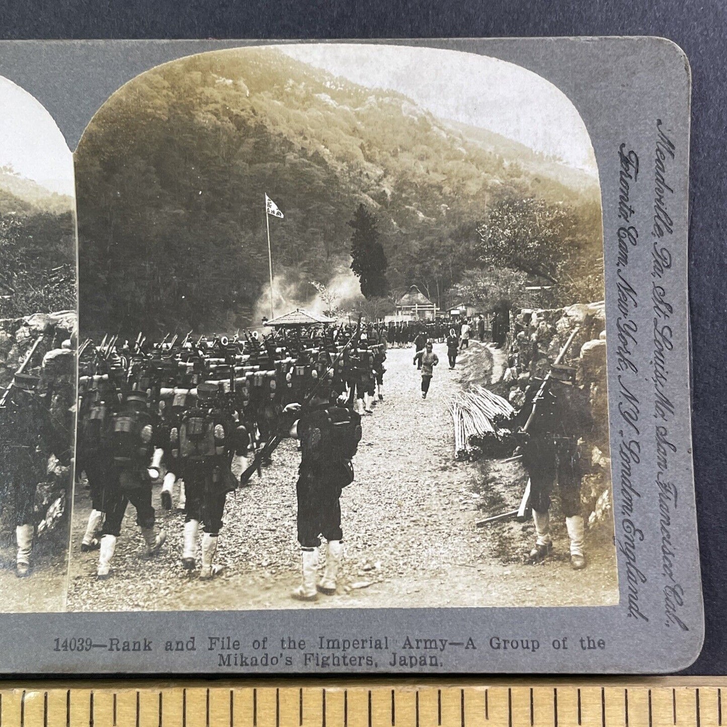 Japanese Infantry Battle March Stereoview Russo-Sino War Antique c1904 X4088