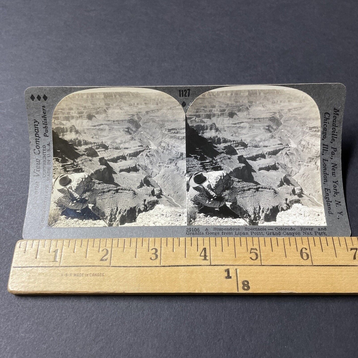 Antique 1920s Lipan Point Grand Canyon National Park Stereoview Photo Card V2812