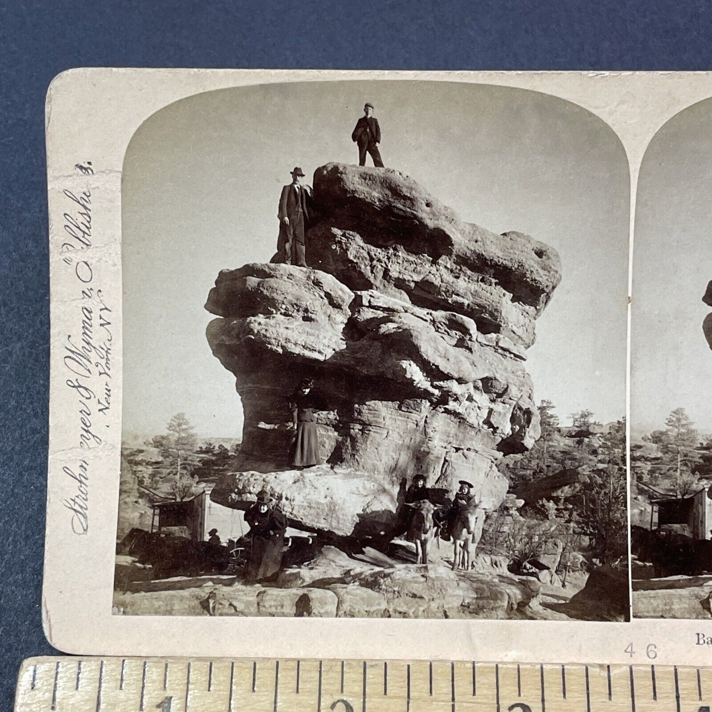 Antique 1898 Balancing Rock Garden Of The Gods CO Stereoview Photo Card V2150