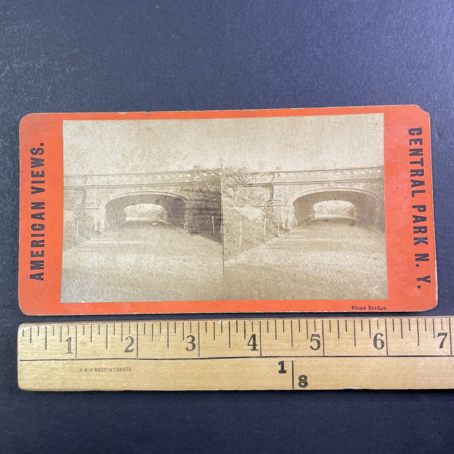 Central Park Stone Bridge Stereoview Manhattan New York Antique c1867 X3720