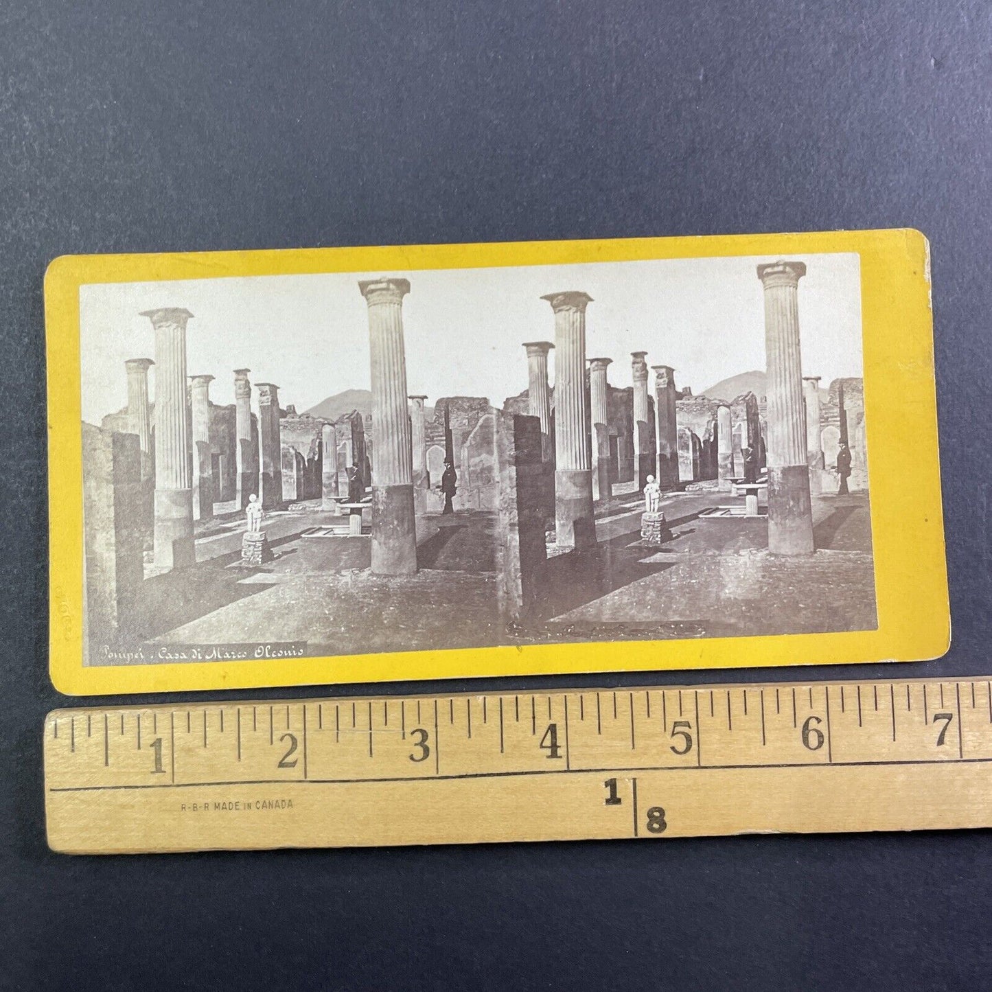 Pompeii Italy Pillars Stereoview att. M. Amodio Salt Print Antique c1860s Y110