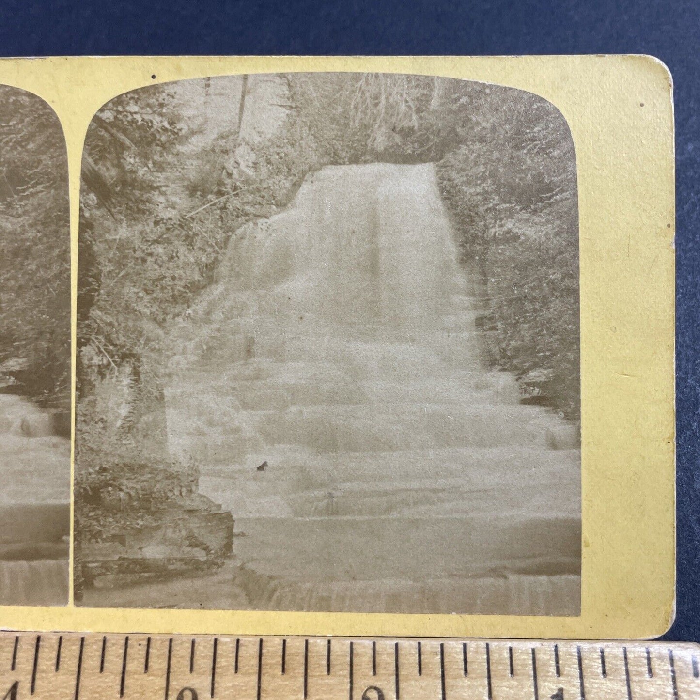 Antique 1870s Indian Chimney Falls Lansing NY Stereoview Photo Card P1980-12