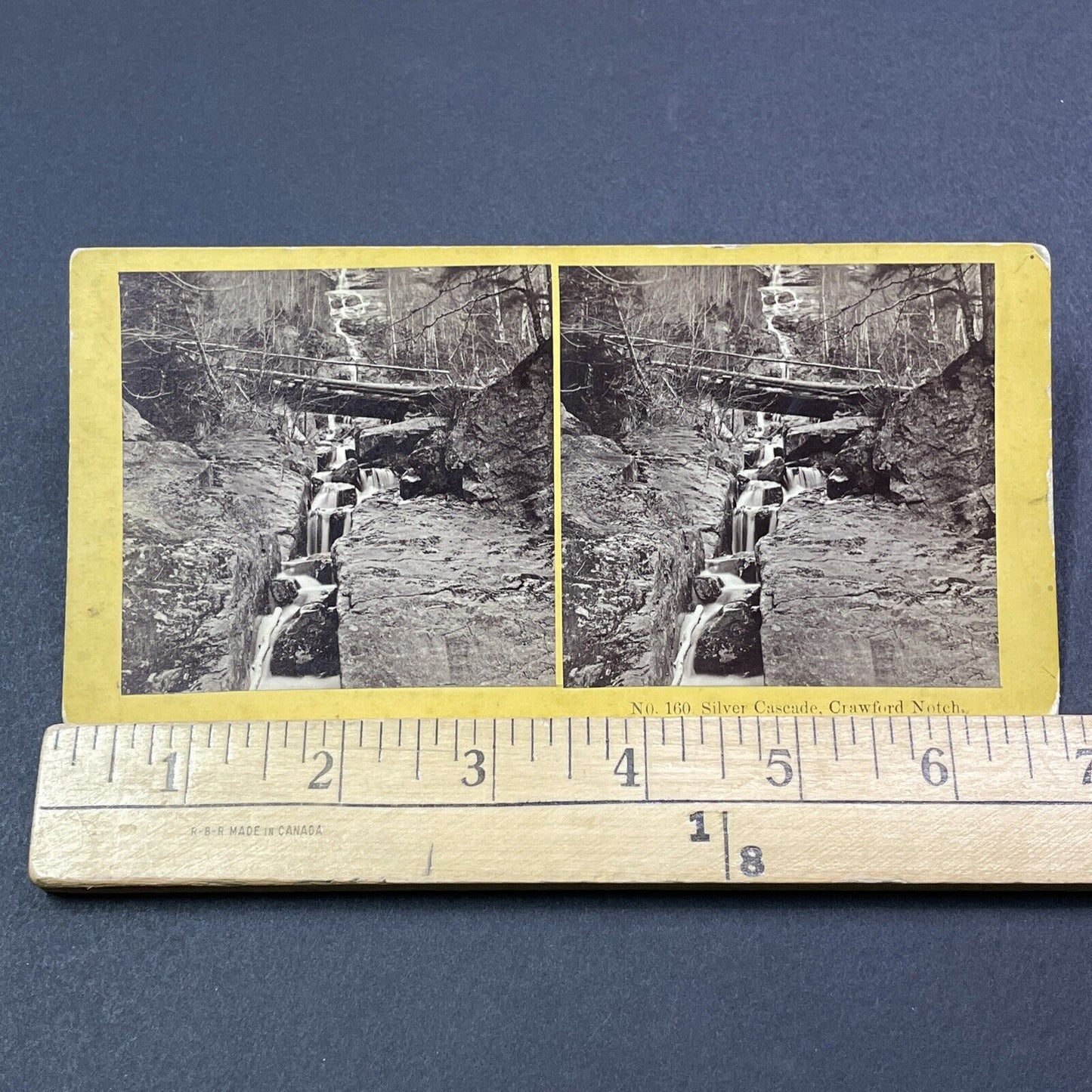 Antique 1870s Silver Cascade Crawford Notch NH Stereoview Photo Card V1913