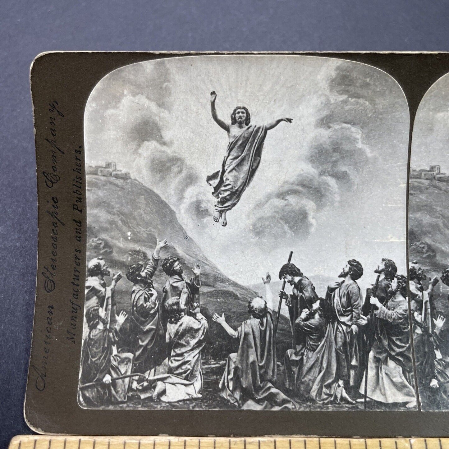 Antique 1880s The Ascension Of Jesus Christ Stereoview Photo Card P3137