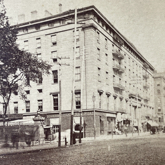 Antique 1870s Astor House Hotel Manhattan NY Stereoview Photo Card P2460-07