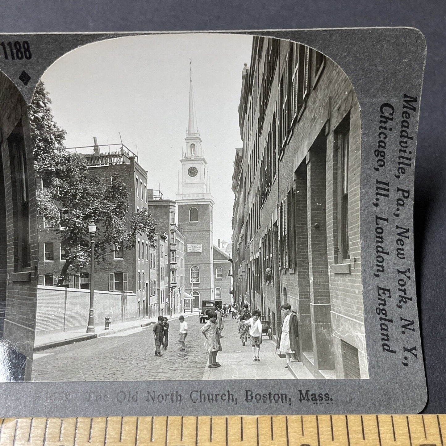 Antique 1910s Poor Children In Boston Massachusetts Stereoview Photo Card V2634