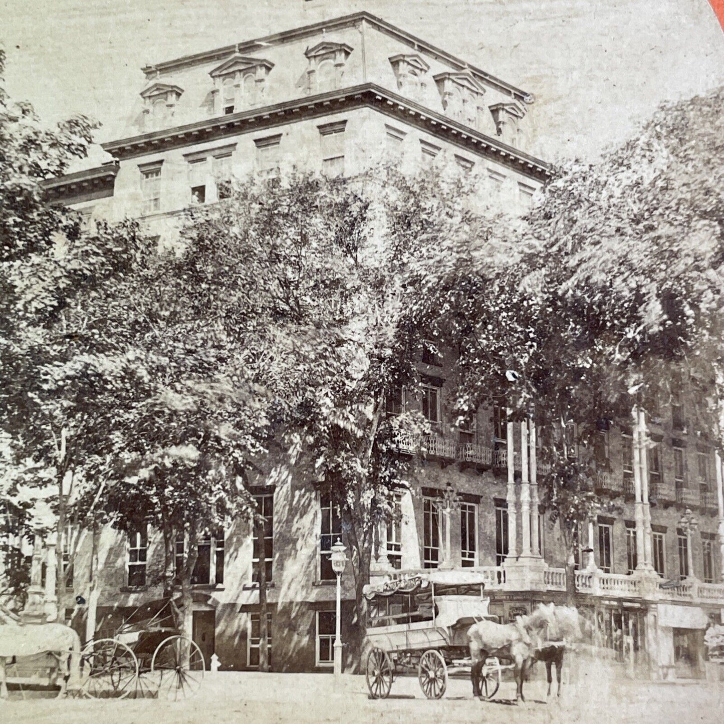 Grand Hotel Saratoga Springs New York Stereoview Antique c1860s Y1202