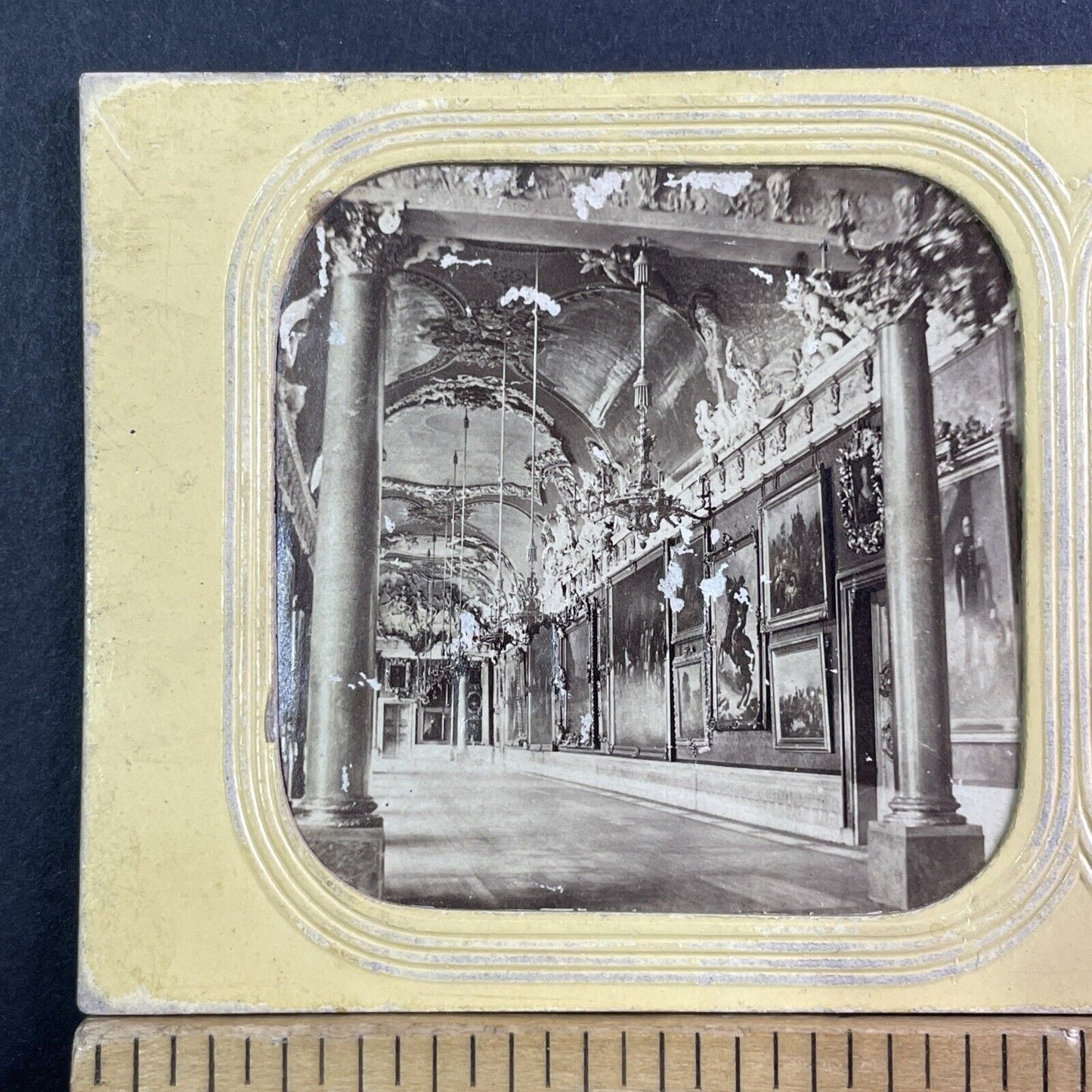 The Gallery In The Berlin Palace Stereoview French Tissue Antique c1860s XT2118