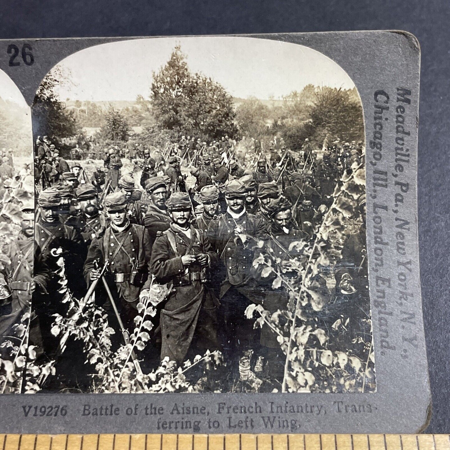 Antique 1916 WW1 French Infantry Prepare To Charge Stereoview Photo Card P4912