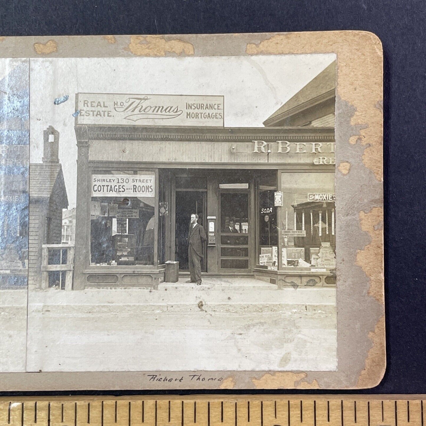 HO Thomas Real Estate Stereoview 130 Shirley St Winthrop MA Antique c1910 X2756