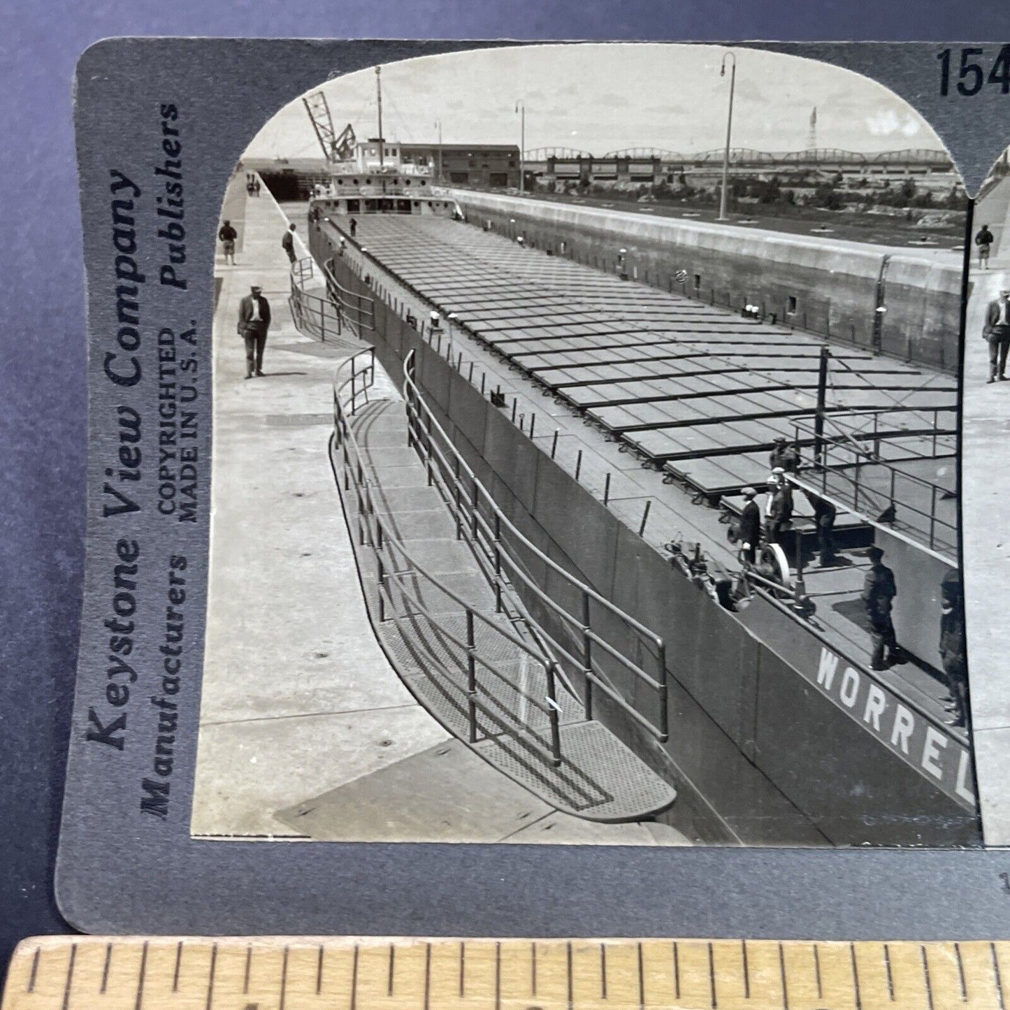 Antique 1920s Worrel Clarkson Ship Laker Vessel Stereoview Photo Card P3738