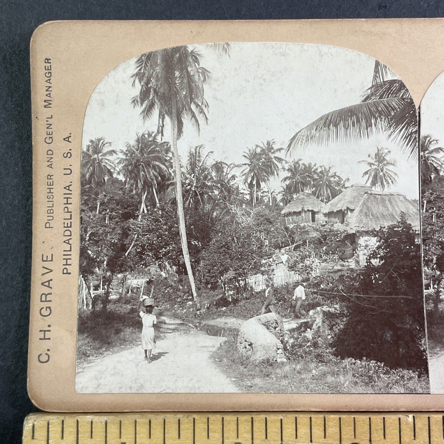 Port Antonio Jamaica Village Stereoview CH Graves Antique c1899 X3228