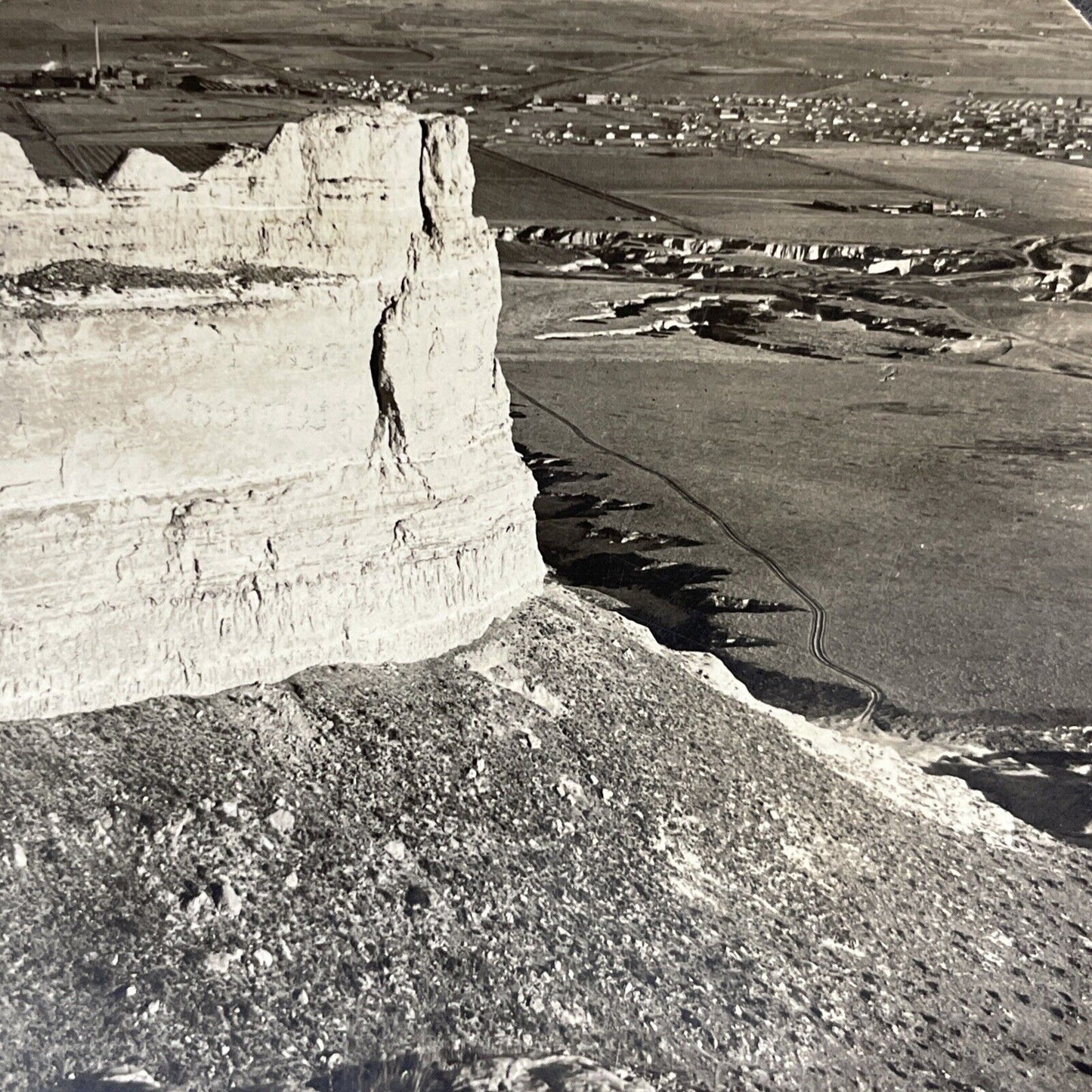 Antique 1910s Scott's Bluff Platte River Nebraska Stereoview Photo Card V2186