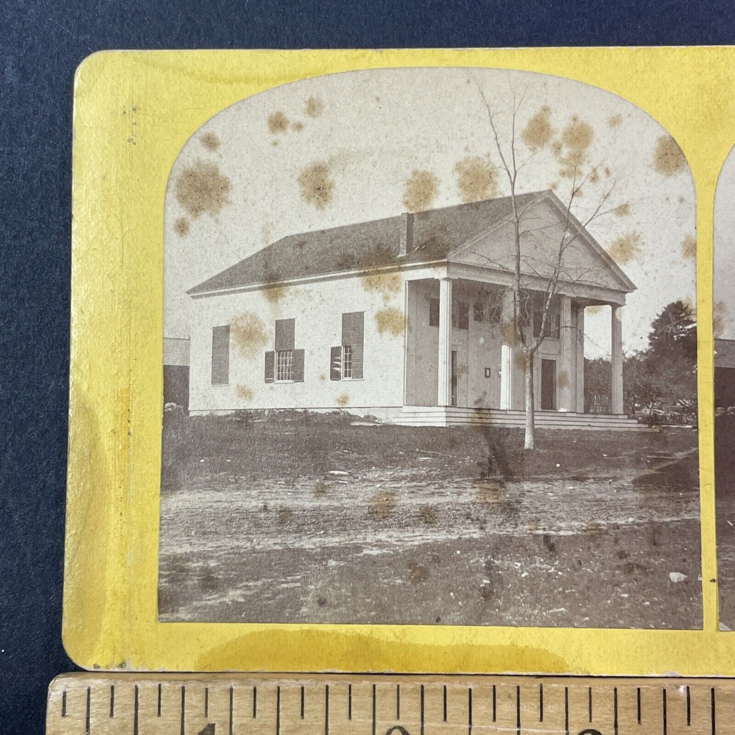 North Reading Congregational Church Stereoview William Hobbs Antique 1872 X889