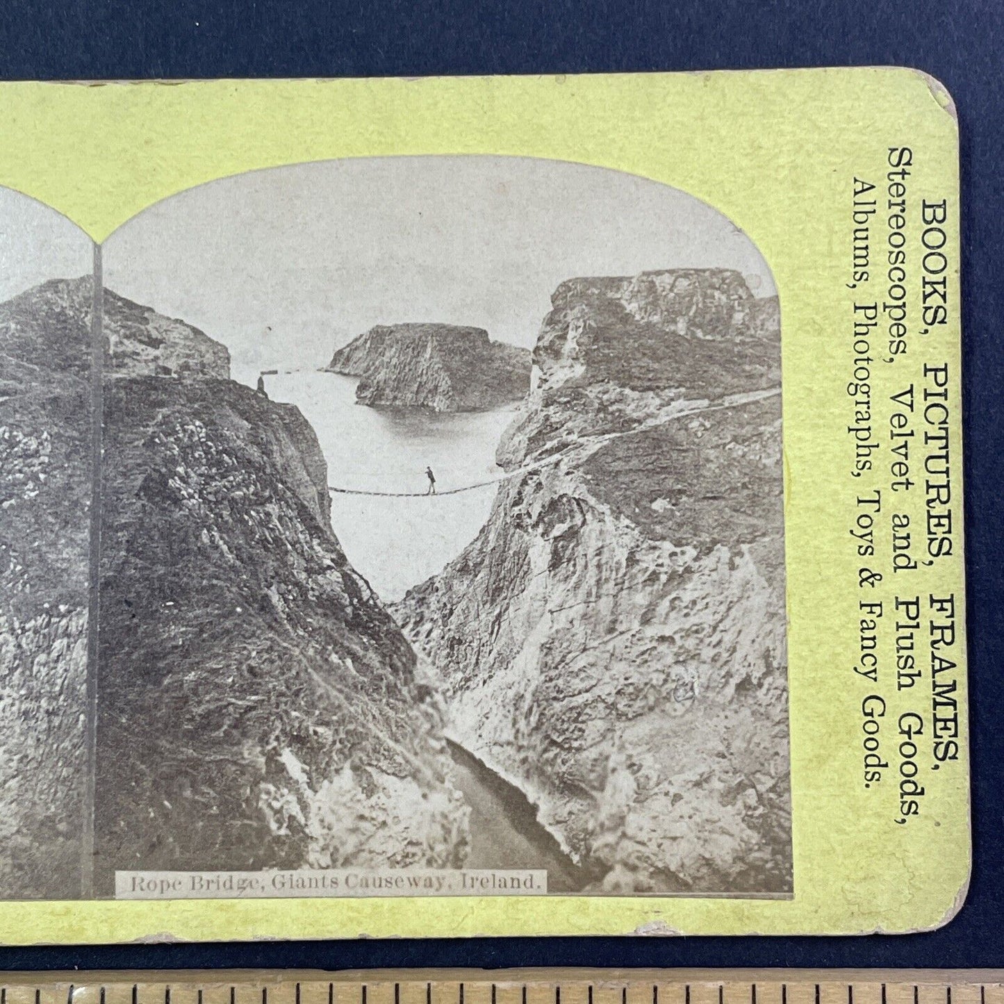 Giant's Causeway Rope Bridge Northern Island Stereoview S.C. Northrop c1870 Y180