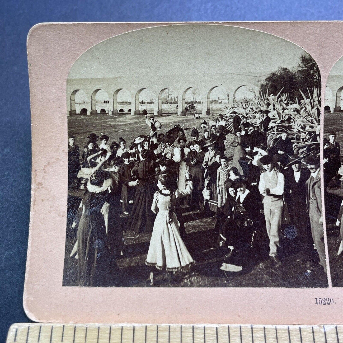 Antique 1903 Wealthy Victorian Dance Party Spain Stereoview Photo Card V3598