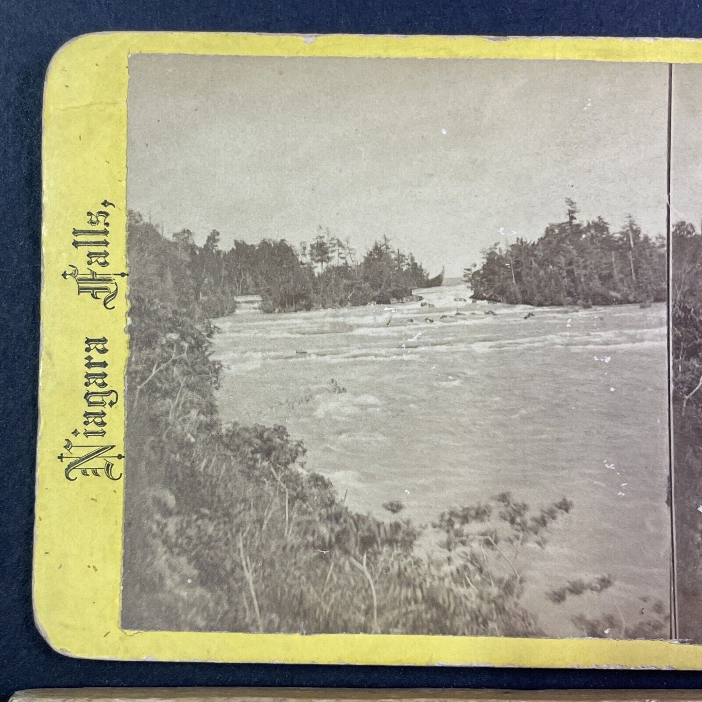 Niagara Falls Upper River Rapids Stereoview Leander Baker c1870s Y2519