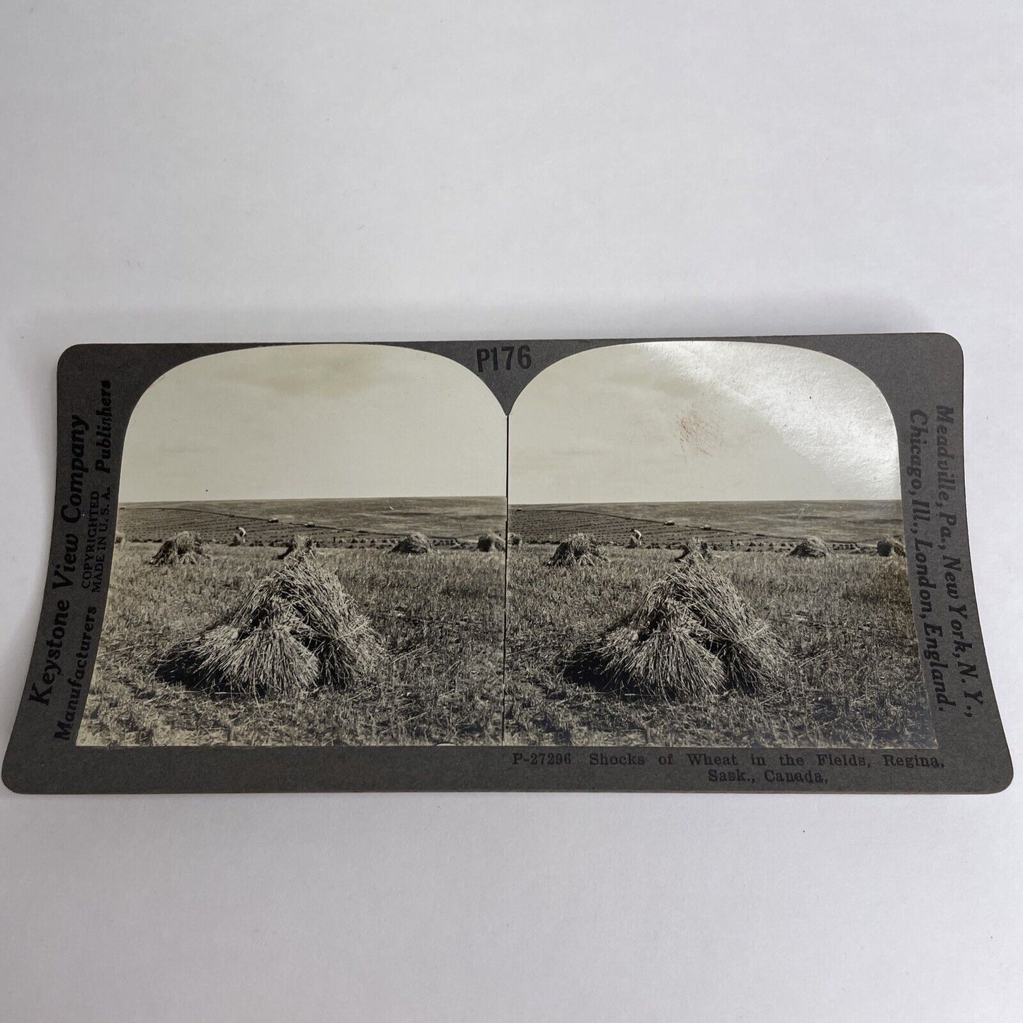 Antique 1912 Wheat Farming Regina Saskatchewan Canada Stereoview Photo PC620