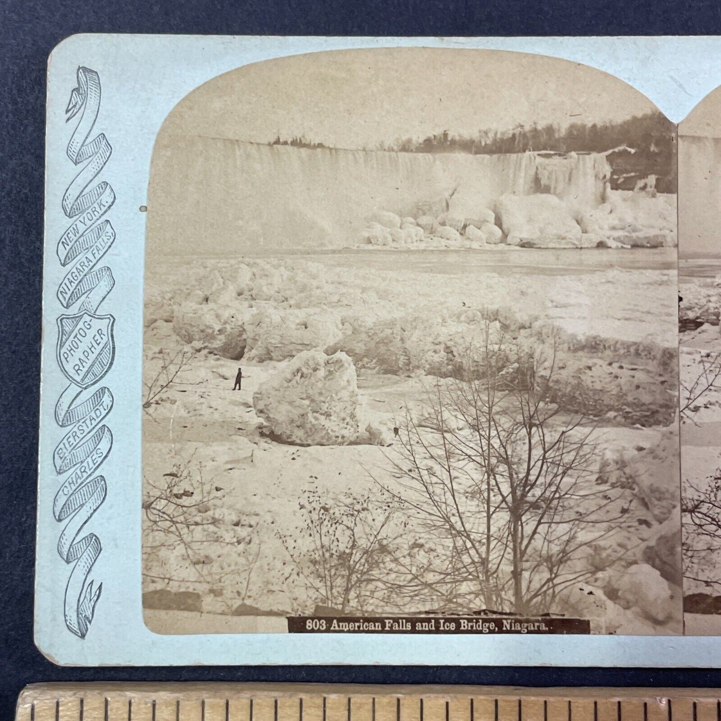 Icebergs Frozen Boulders Niagara Falls Stereoview Charlestadt Bierst c1875 Y1810