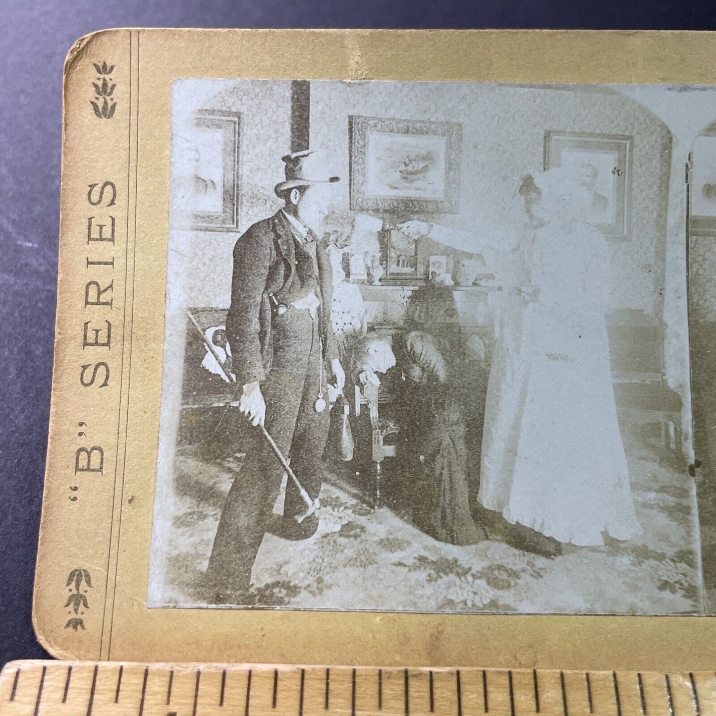 Antique 1860s Mother-In-Law Scolds Young Gentleman Stereoview Photo Card P3302