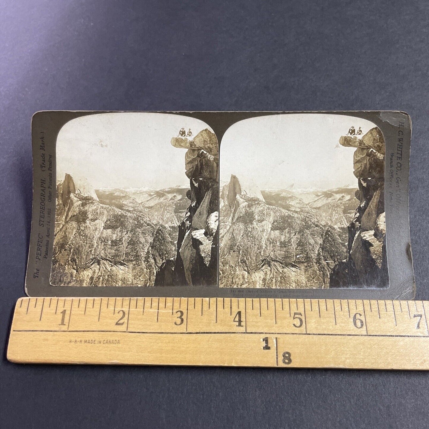 Antique 1903 Glacier Rock Lookout Yosemite CA Stereoview Photo Card P3605