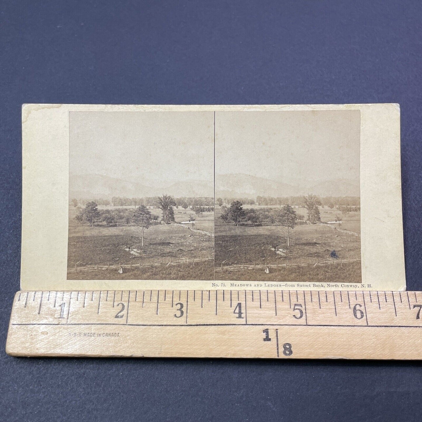 Antique 1870s Farms In North Conway New Hampshire Stereoview Photo Card V2016