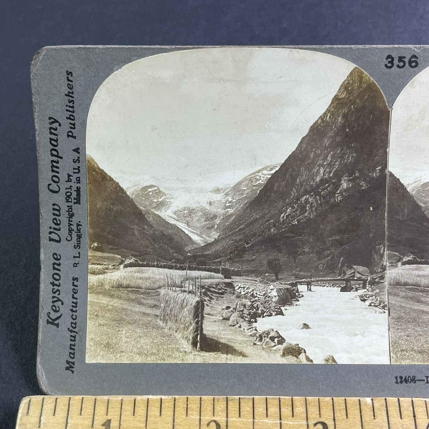 Antique 1903 Buarbreen Glacier Ullensvang Norway Stereoview Photo Card P2229