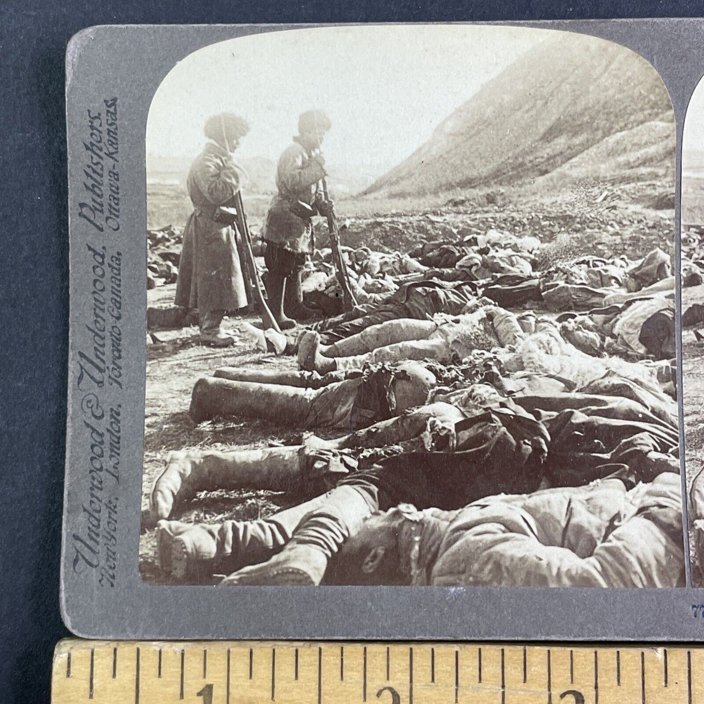 Hundreds Of Russian Troops Dead Dalian China Stereoview Antique c1905 X3125