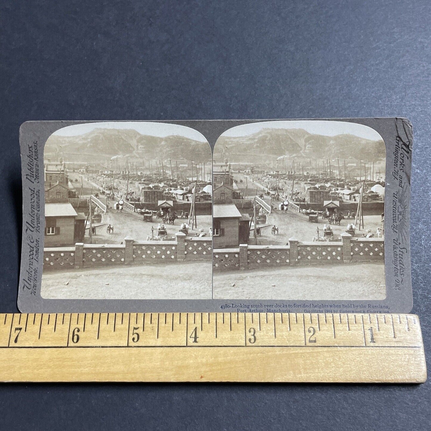 Antique 1904 Chinese Port City Held By Japan Army Stereoview Photo Card P5585