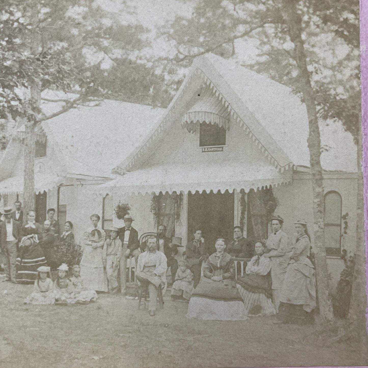 Antique 1860s BB Hartford Cottage West Yarmouth MA Stereoview Photo Card V1978