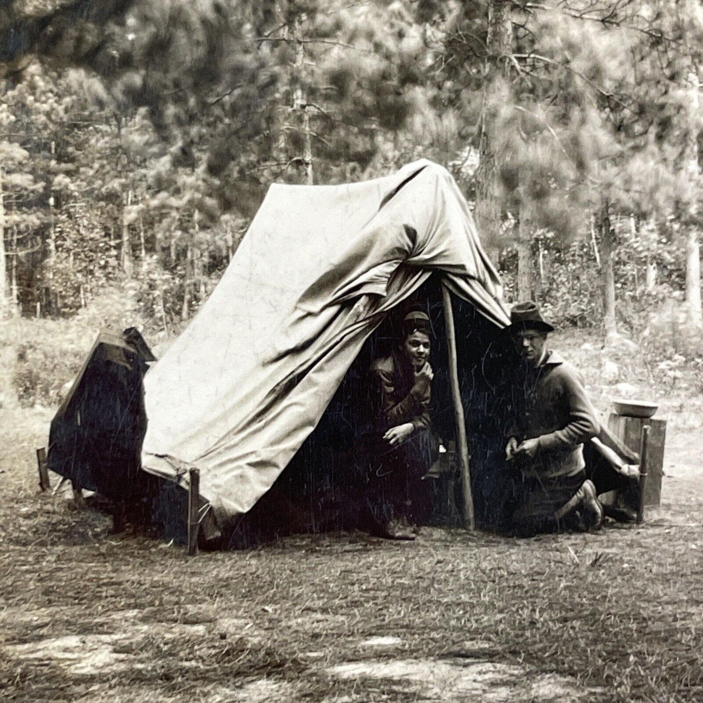 Lot of 3 Bass Lake Village California Stereoviews Camping Antique c1910s X3892