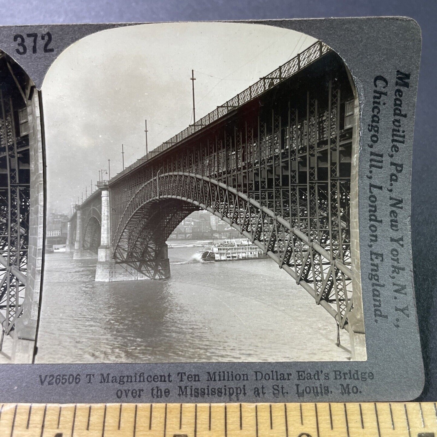 Antique 1910s Eads Railroad Bridge St Louis Missouri Stereoview Photo Card P3220