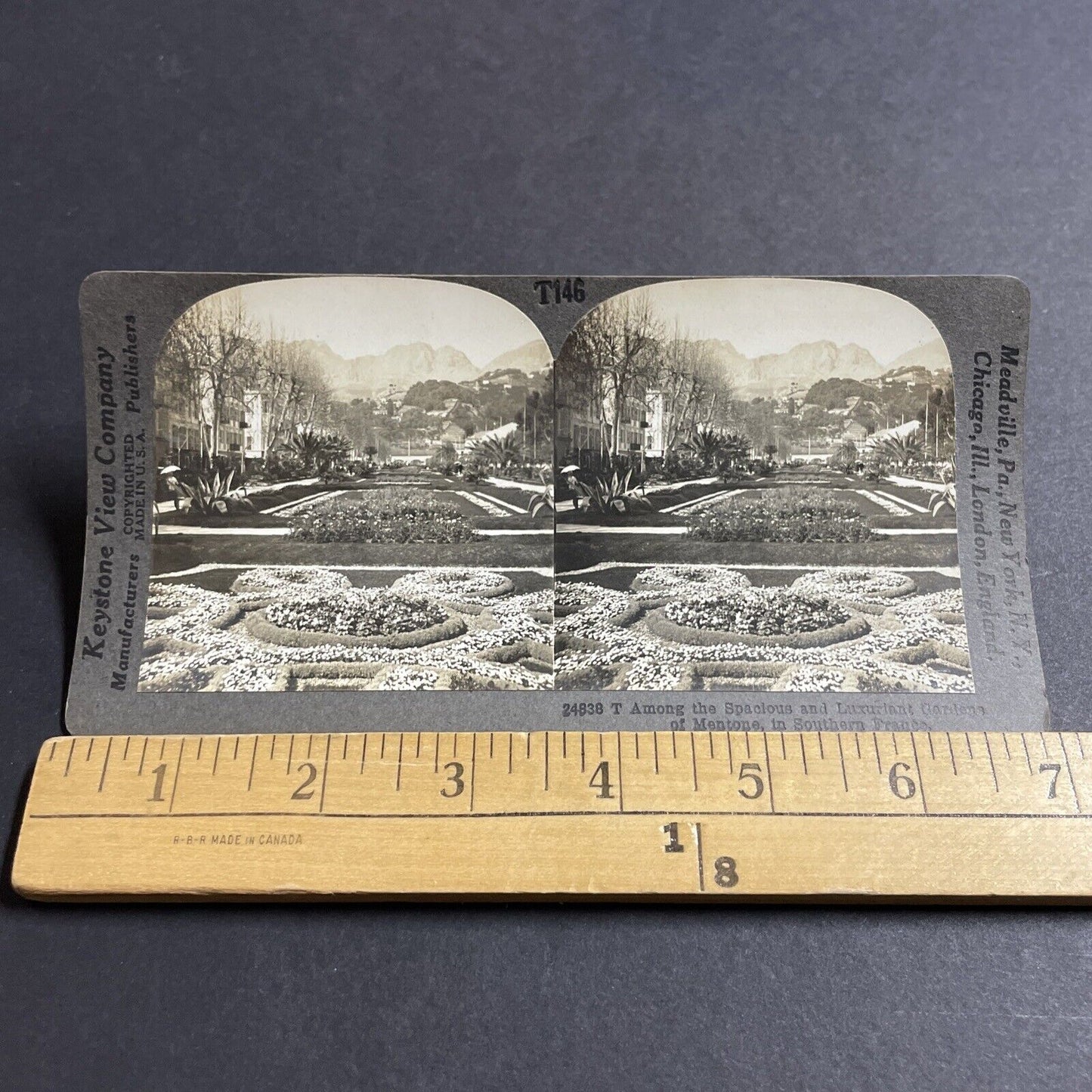 Antique 1910s Gardens Of Menton Nice France  Stereoview Photo Card P5523