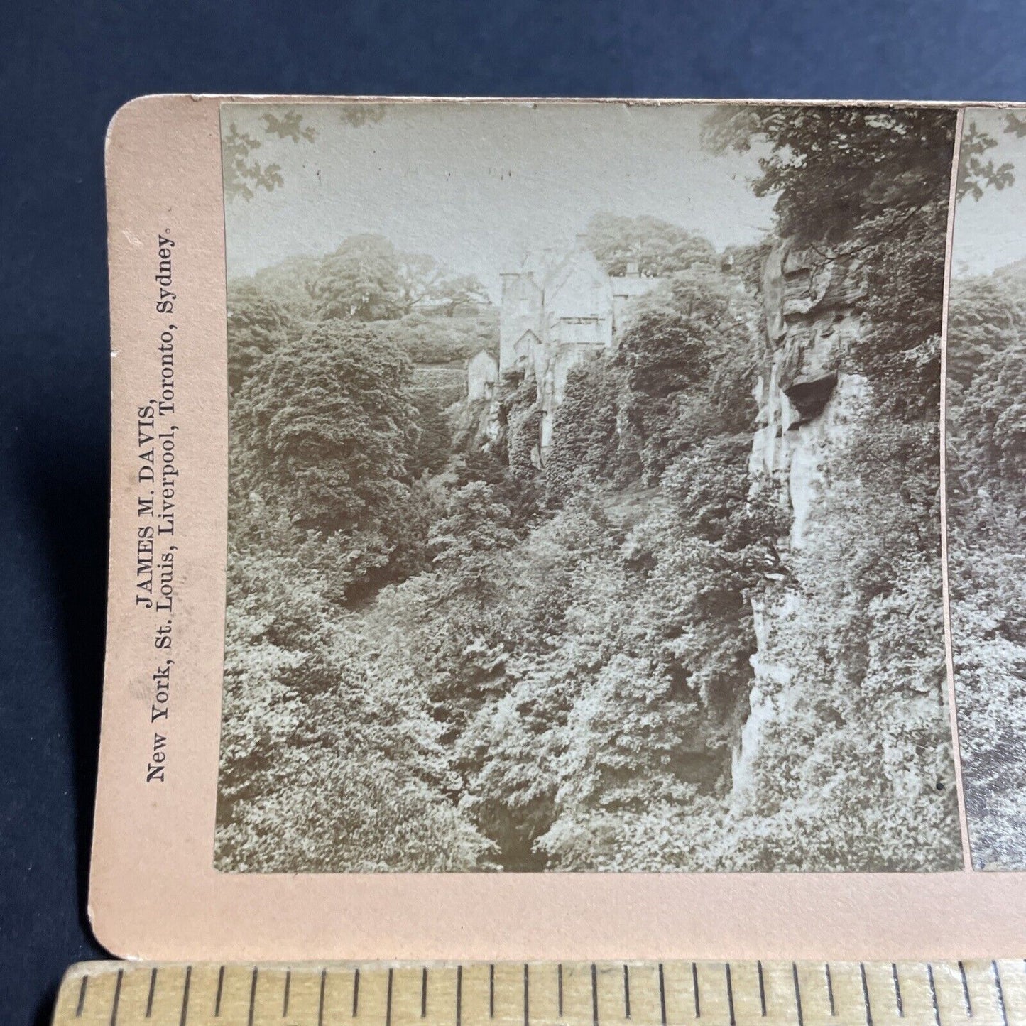 Antique 1891 Hawthornden Roslin Castle Scotland Stereoview Photo Card P5535