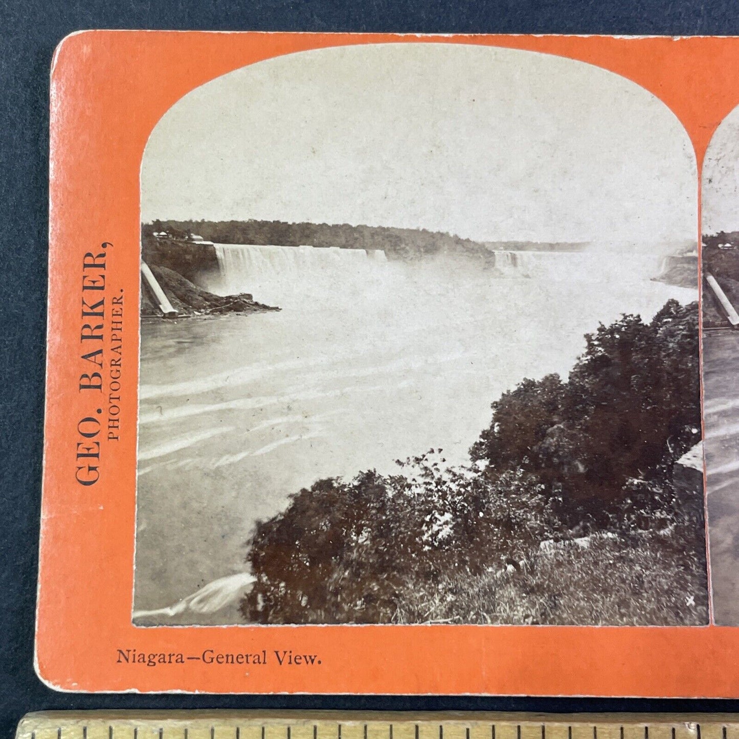 Niagara Falls From Victoria Point Stereoview George Barker Antique c1870s Y2501