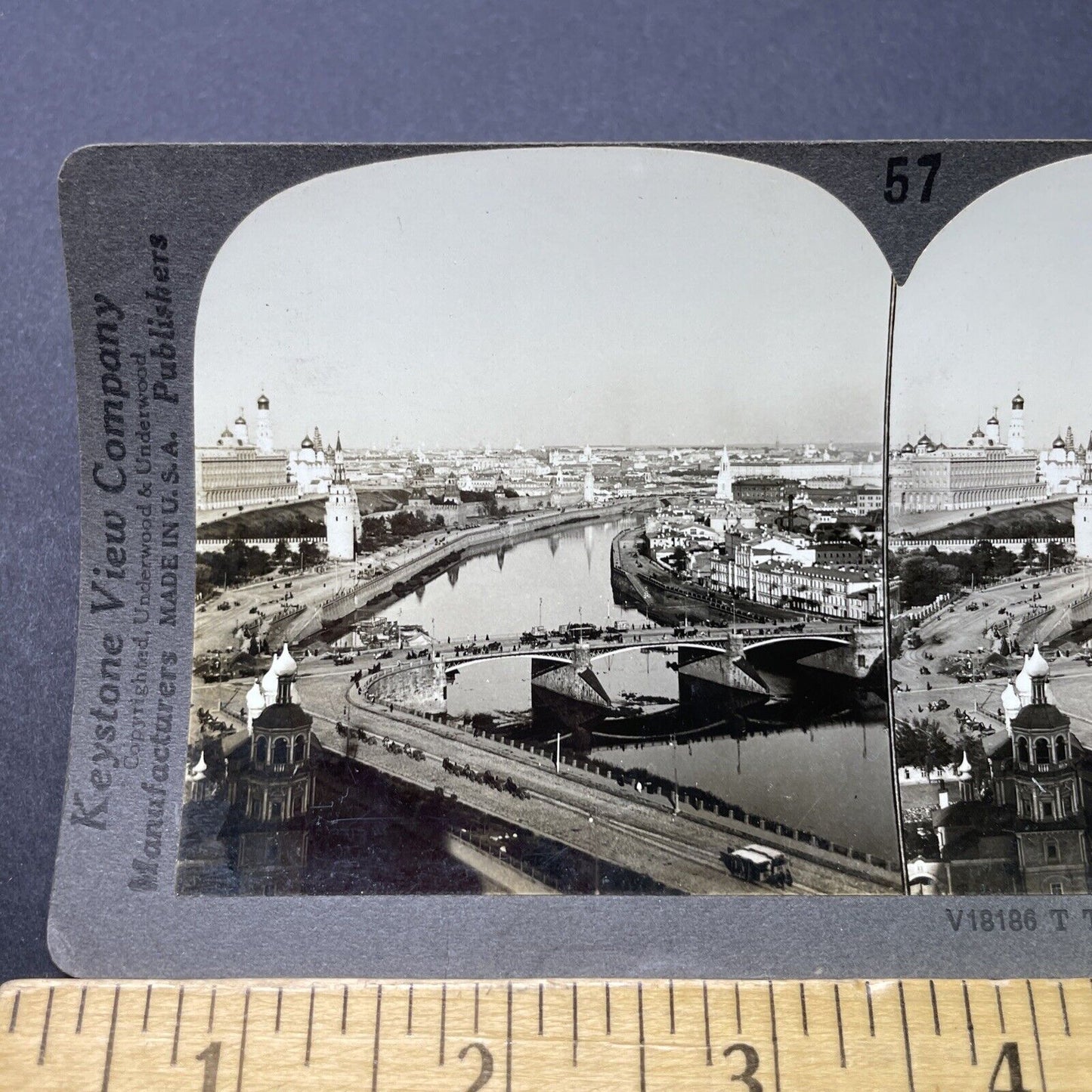 Antique 1918 The Kremlin Moscow Russia City View Stereoview Photo Card P2738