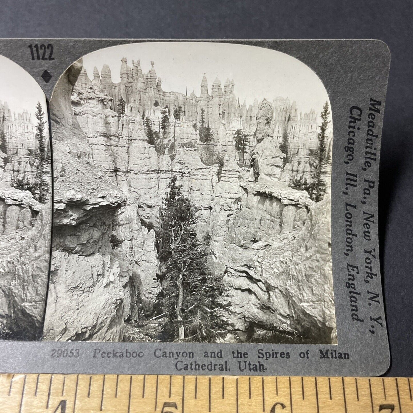 Antique 1910s Peekaboo Canyon Rock Spires Utah Stereoview Photo Card V2807