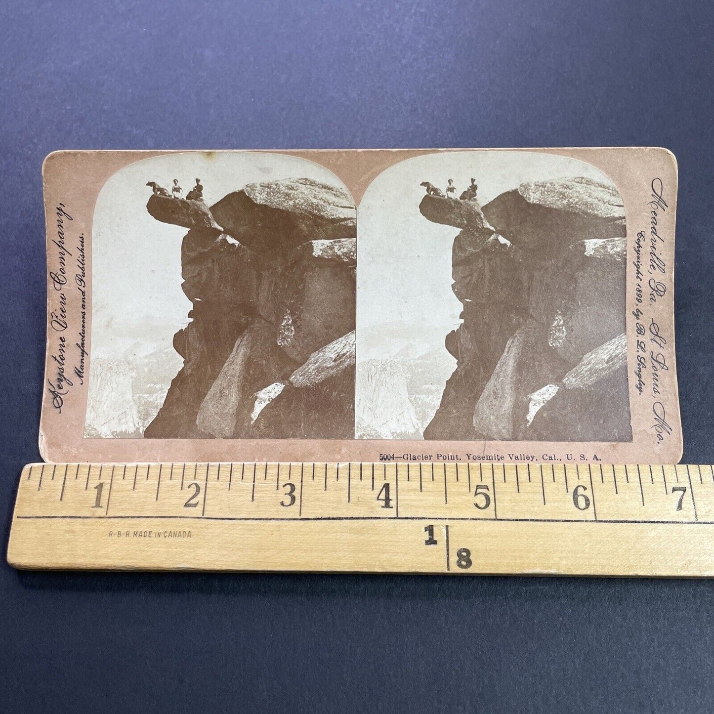 Antique 1899 Women On The Edge Yosemite Glacier Point Stereoview Photo Card 3564