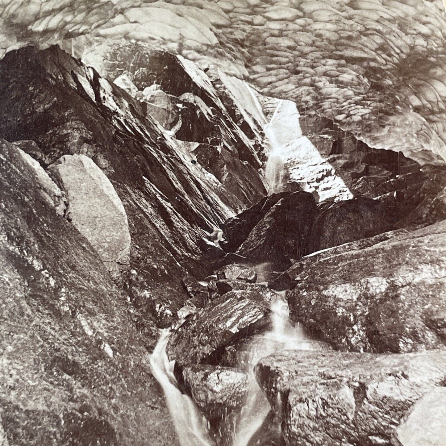 Tuckerman Ravine 'Last Glacial Ice' Stereoview New Hampshire c1879 Y2164