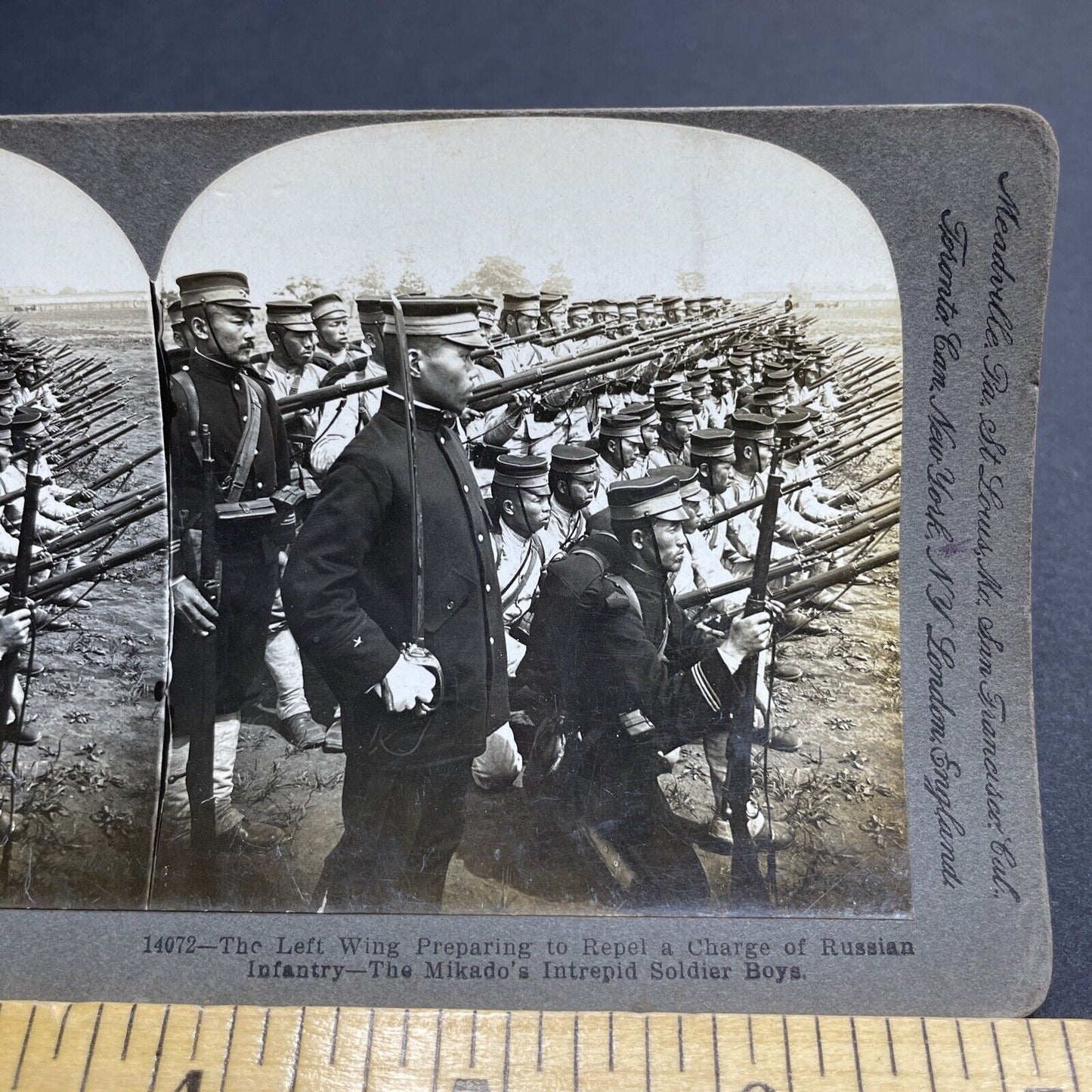 Antique 1904 Japanese Infantry Russia Battlefield Stereoview Photo Card P1958