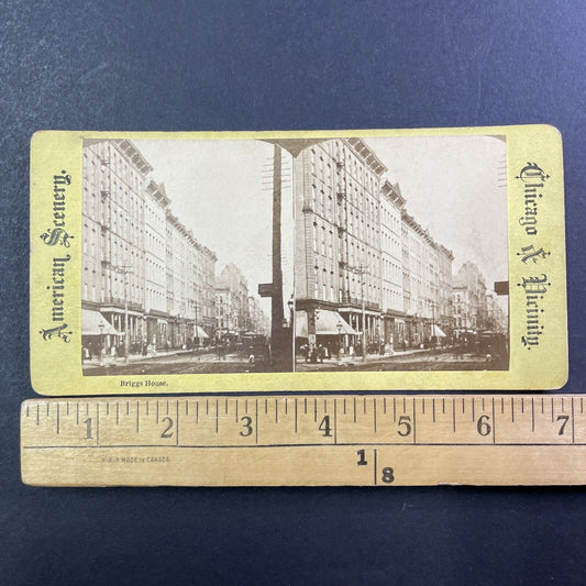 Briggs House II Hotel Stereoview Randolph Street Chicago Antique c1872 X2415