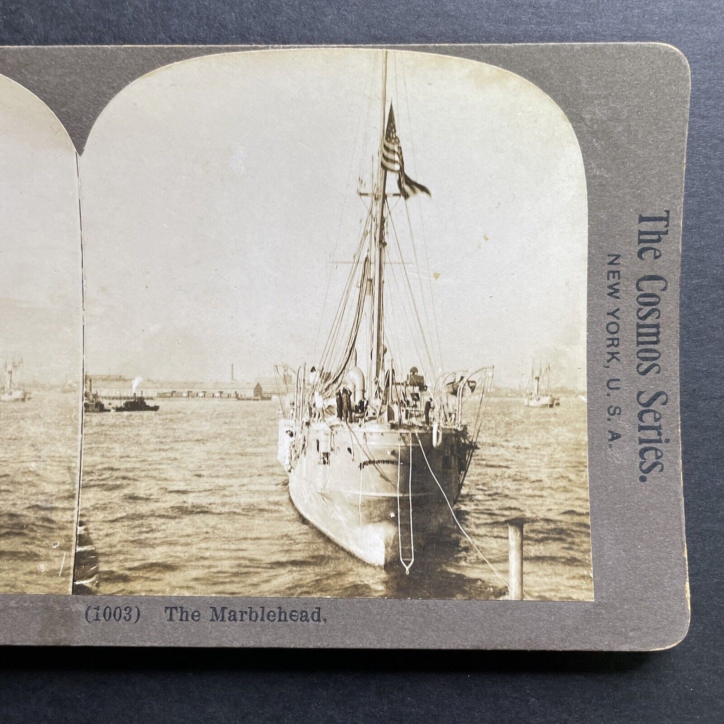 Antique 1898 Marblehead Massachusetts Harbor Stereoview Photo Card P1286