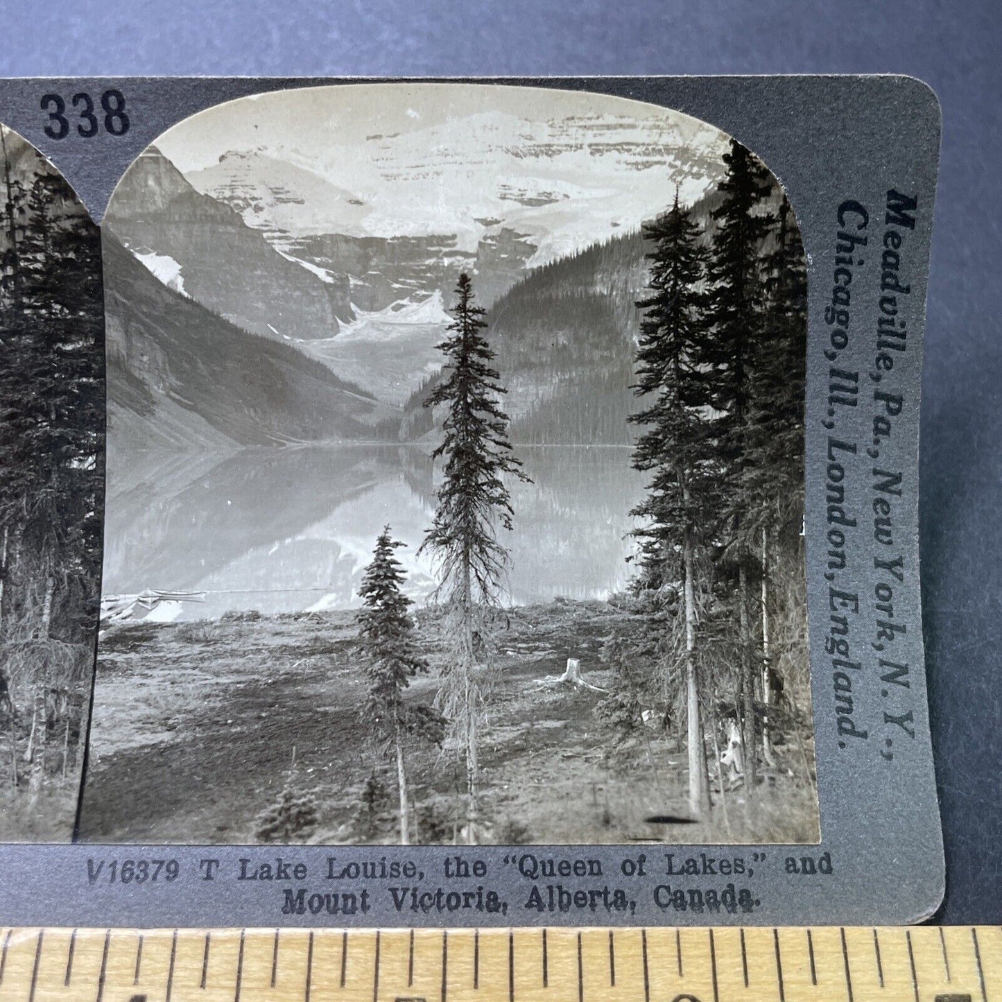 Antique 1910s Lake Louise & Rockies Alberta Canada Stereoview Photo Card P3190