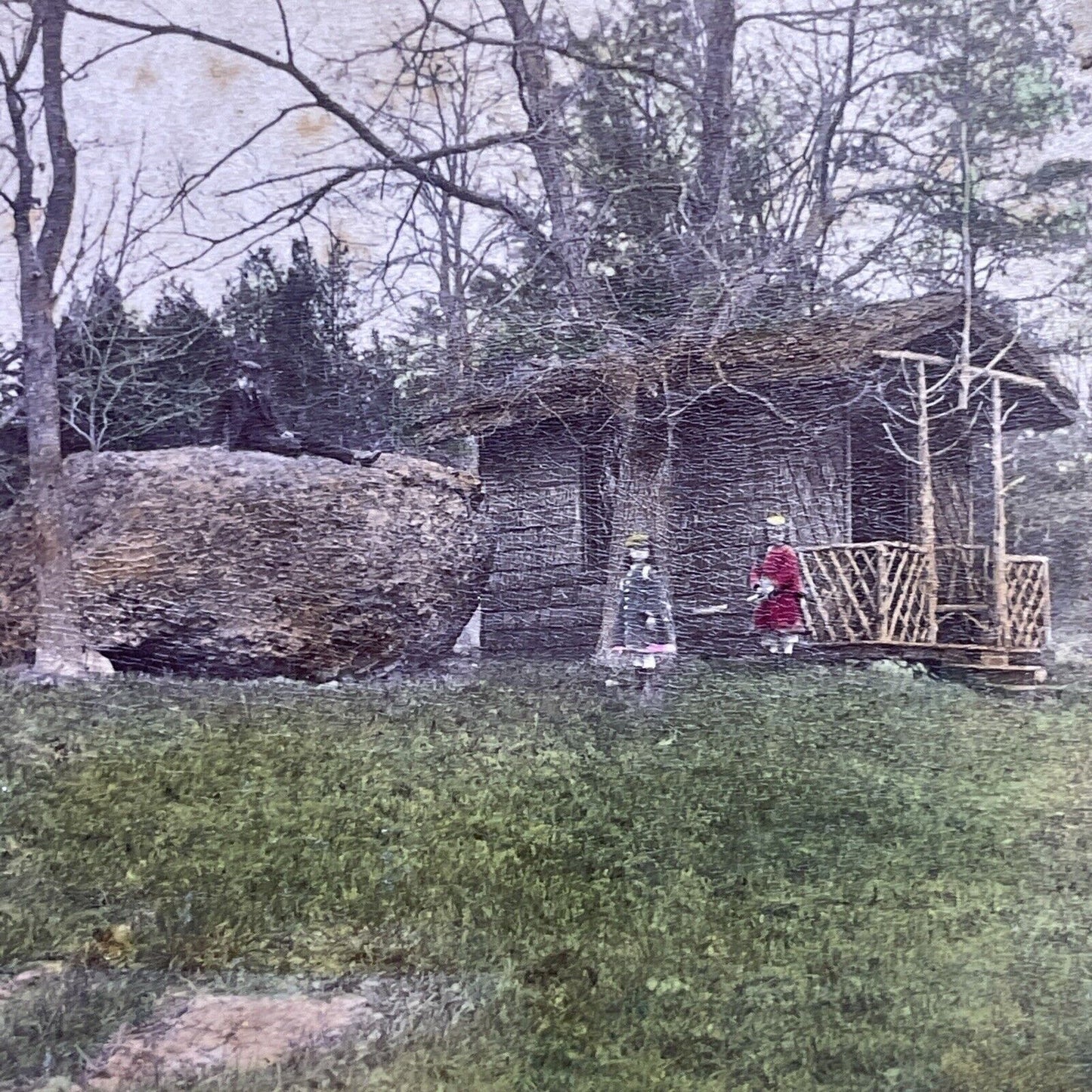 Antique 1860s New Hampshire Homesteaders Stereoview Photo Card P1177