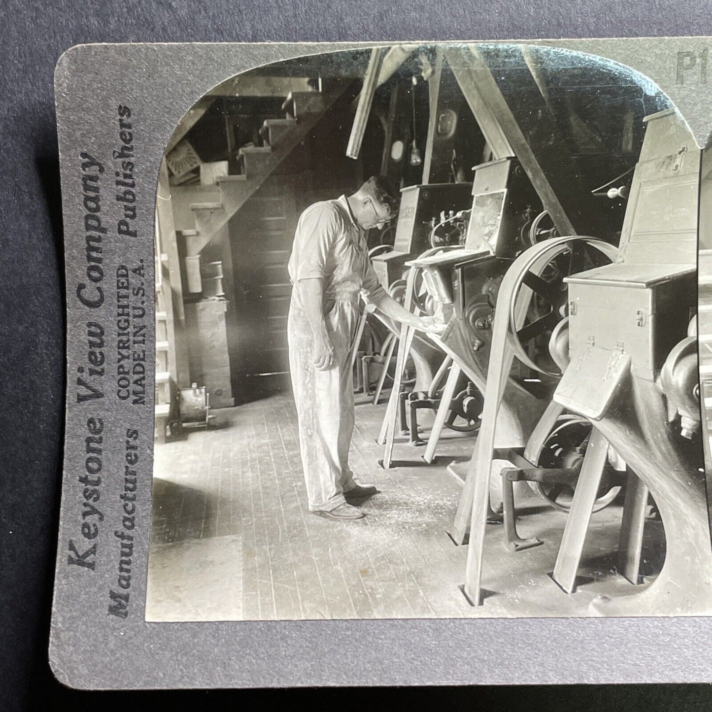 Antique 1909 Flour Mill In The United States Stereoview Photo Card P1781