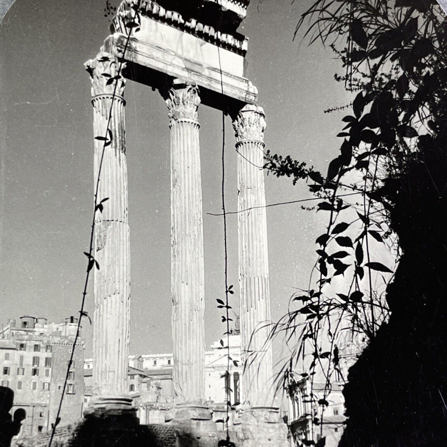 Temple of Castor and Pollux Stereoview Rome Italy Antique c1920s Y2194