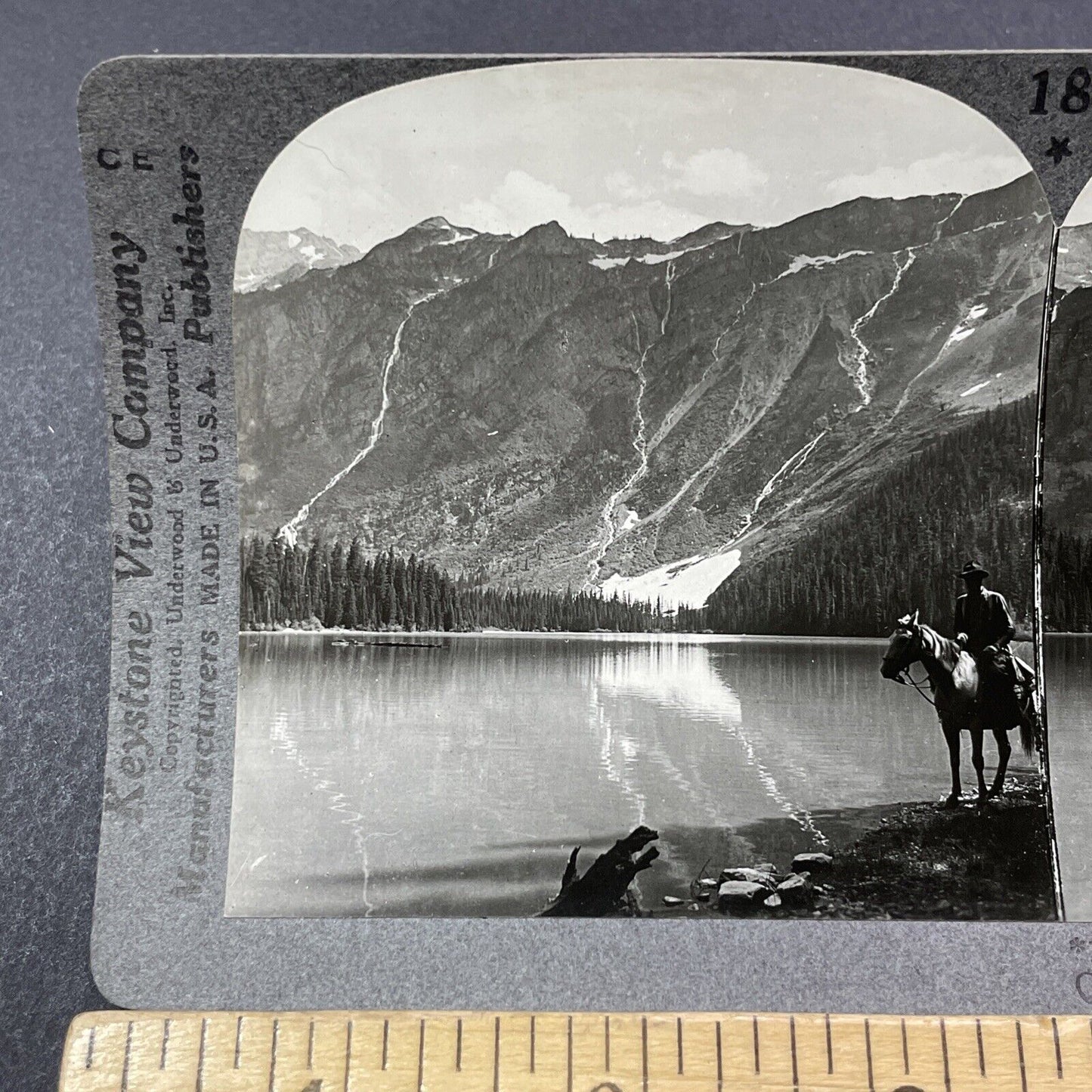 Antique 1910s Cowboy In Glacier Park Montana Stereoview Photo Card V2167