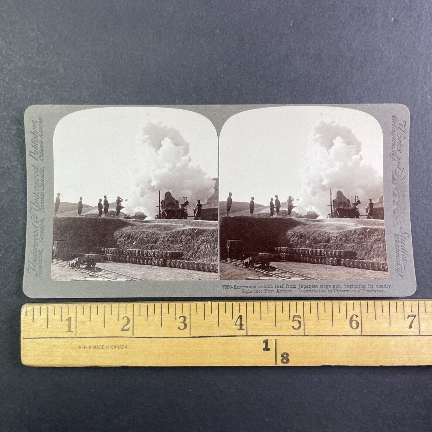 Heavy Japanese Artillery Gun Stereoview Russo-Sino War Antique c1905 X4149