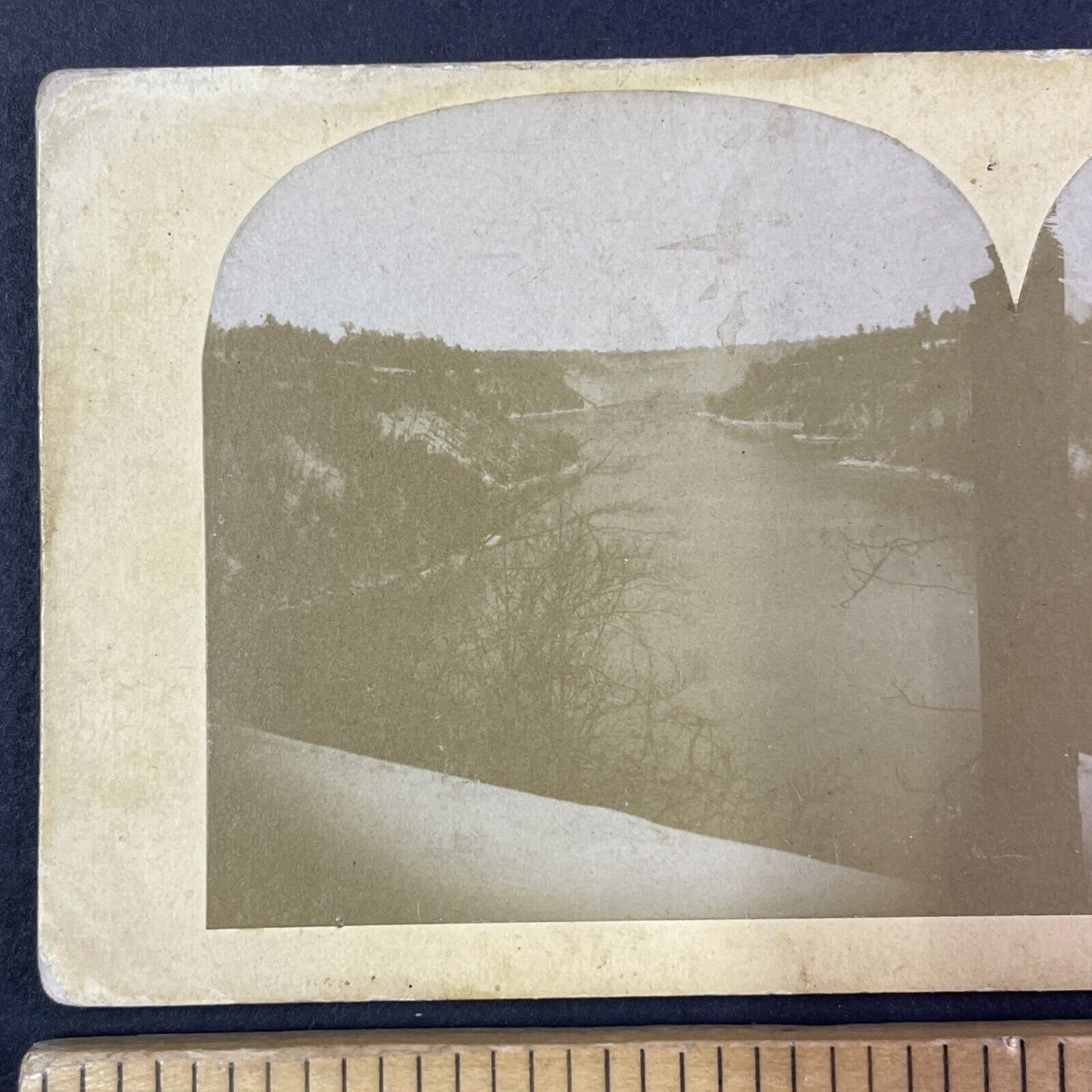 Niagara River Gorge From Suspension Bridge Stereoview Antique c1870s Y2551